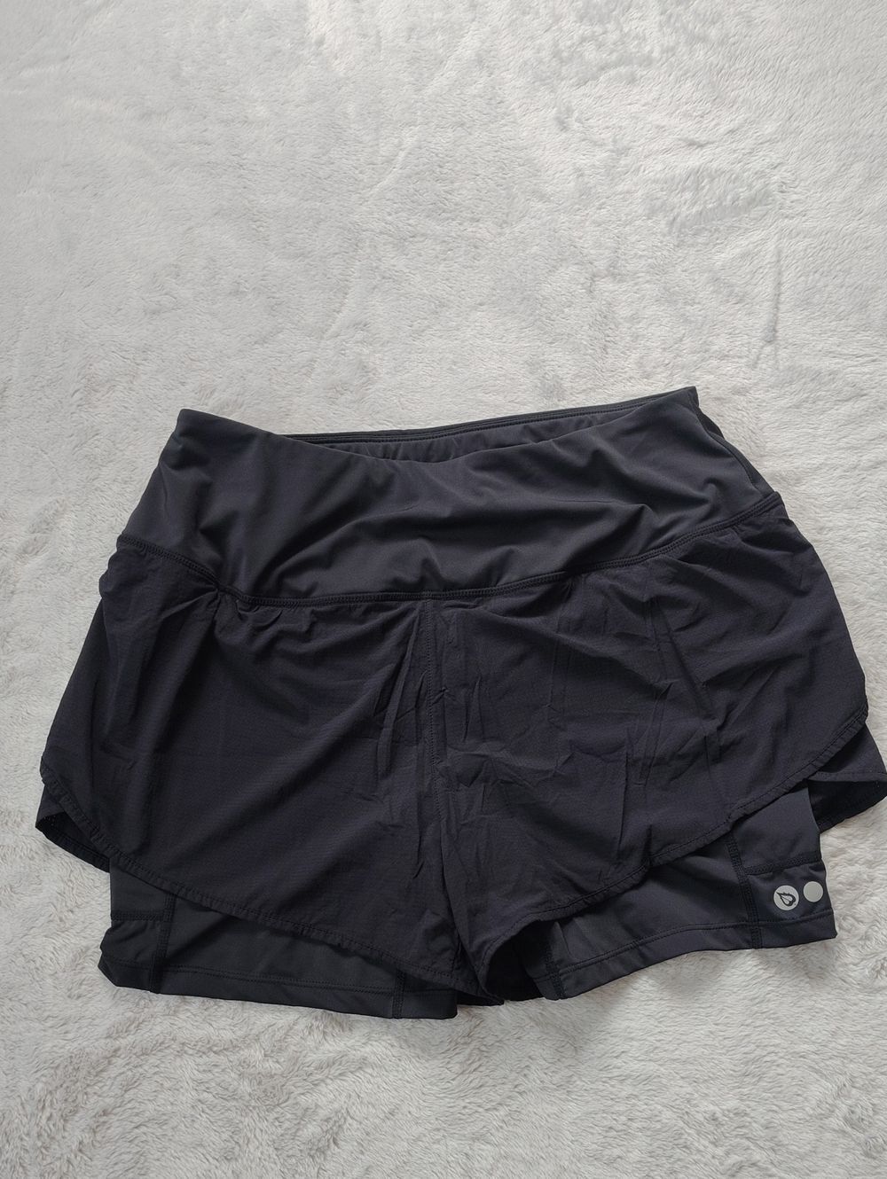 Baleaf 2-in-1 Black High Waisted Pull On Athletic Running Shorts Size Large